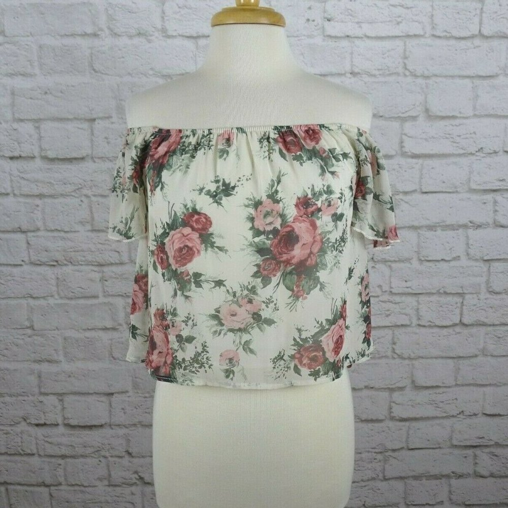 💰3/$25 NWT Charlotte Russe Off The Shoulder Top Peasant Crop Blouse S